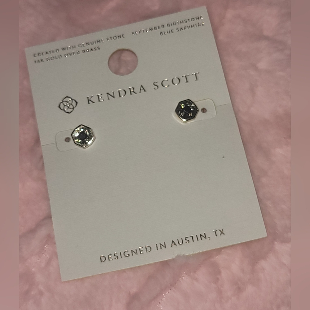 NWT Kendra Scott Blue Hexagon Stud Earrings